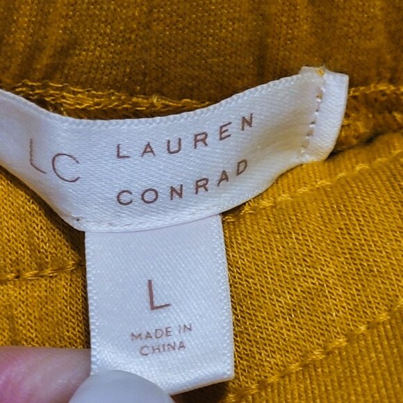 Lauren Conrad LC Jogger Sweatpants Large Golden Yellow Fleece  NWT - Picture 2 of 7